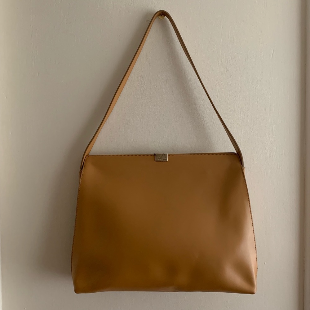 EUC Furla tan color bag. 13” wide. Structured